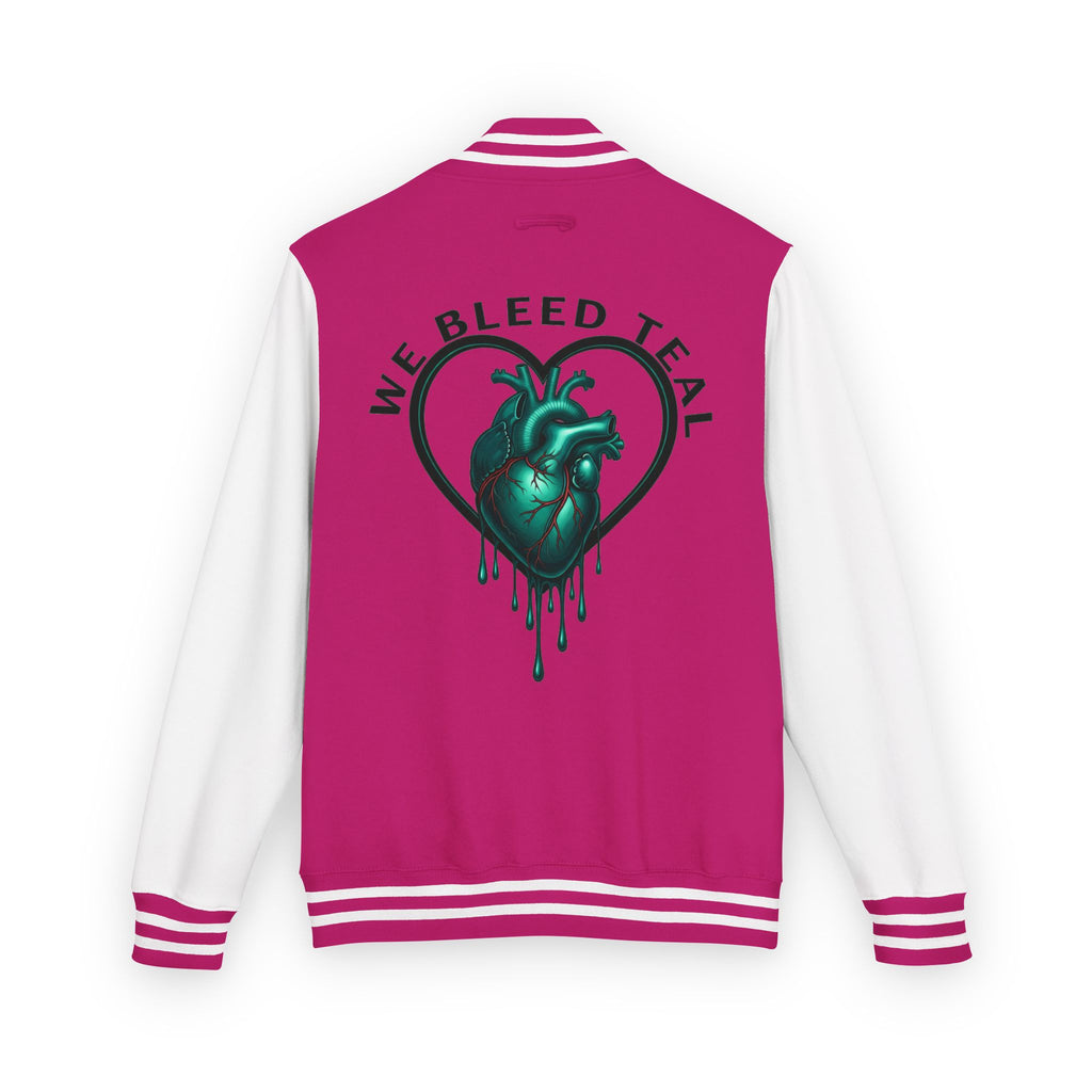 Unisex Heavyweight Letterman Jacket with We Bleed Teal Design | Comfort Wear for Game Day, Sports Events, Nostalgia Rides, [...]