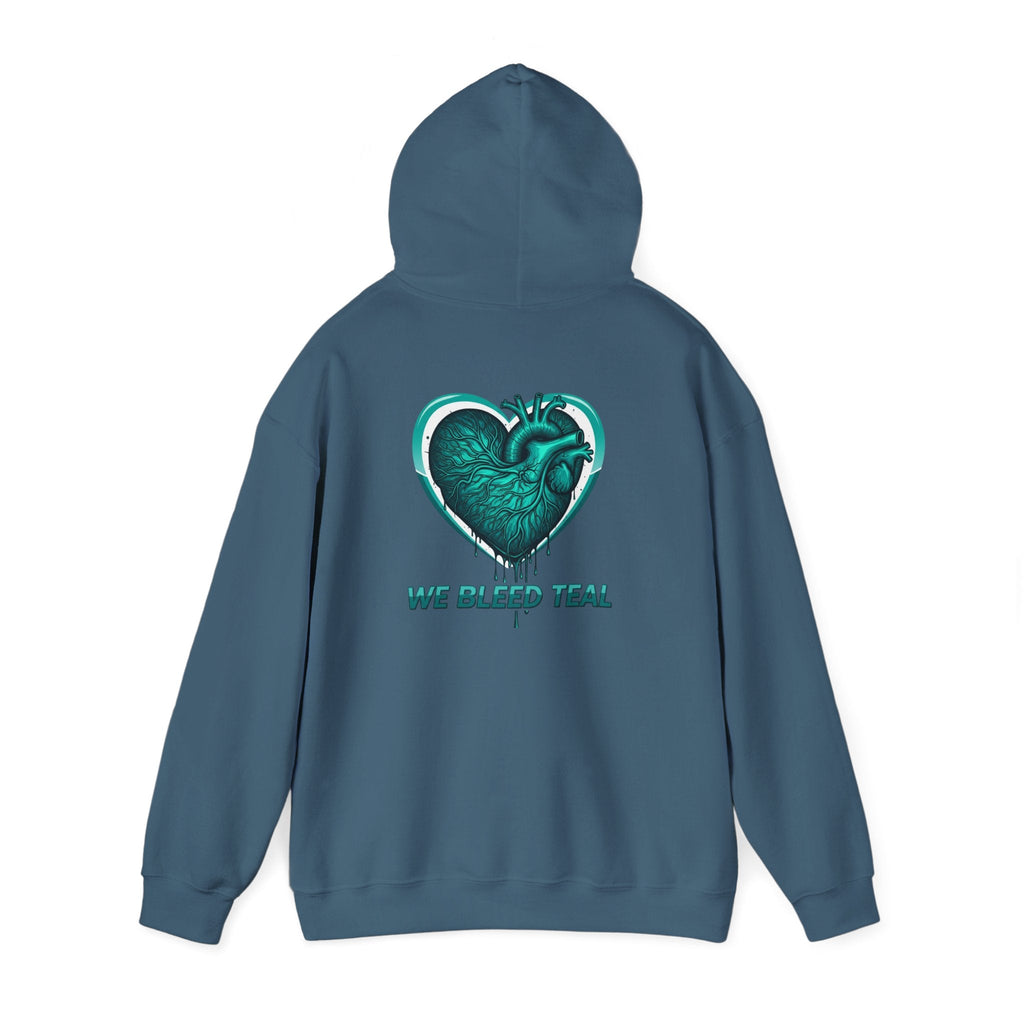 Teal Heart Hoodie - Unisex Heavy Blend Sweatshirt, Perfect for Gamers, Sport Fans, Casual Wear, Gift for Holidays Printify