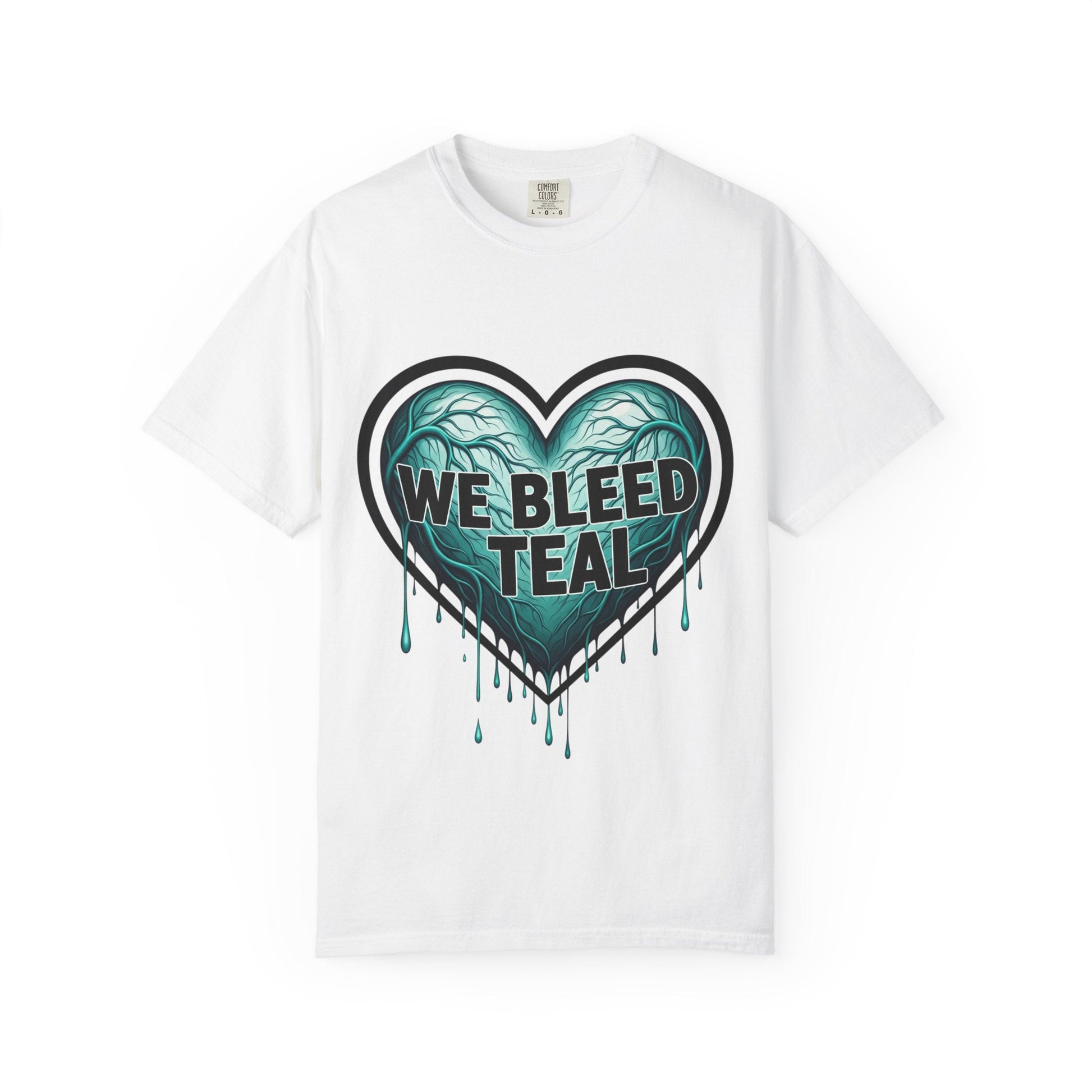 Teal Heart Awareness T-shirt, Unisex Gift for Mental Health, Eco-Friendly Tee, Bleed Teal Support, Casual Everyday Wear Printify