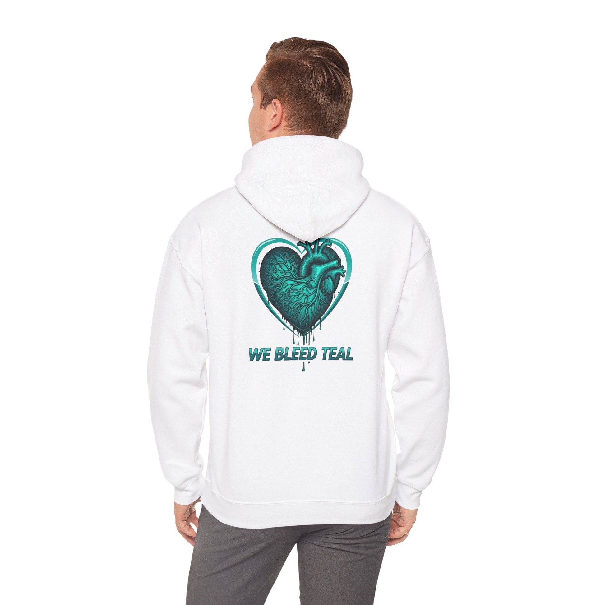 Teal Heart Hoodie - Unisex Heavy Blend Sweatshirt, Perfect for Gamers, Sport Fans, Casual Wear, Gift for Holidays Printify