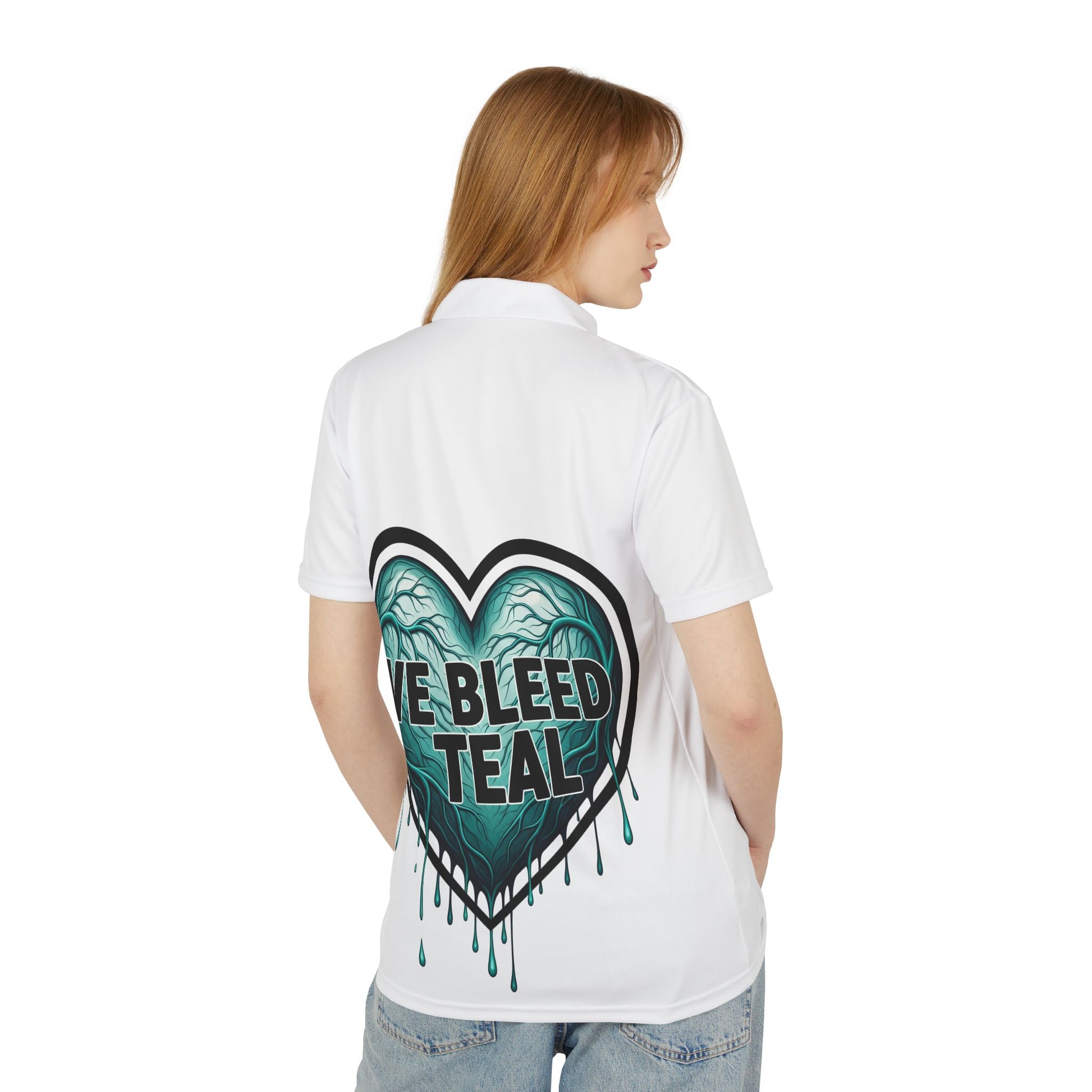 Unisex Polo Shirt - We Bleed Teal, Sports Fan Gear, Casual Everyday Wear, Gift for Teal Lovers, Stylish Comfortable Outfit