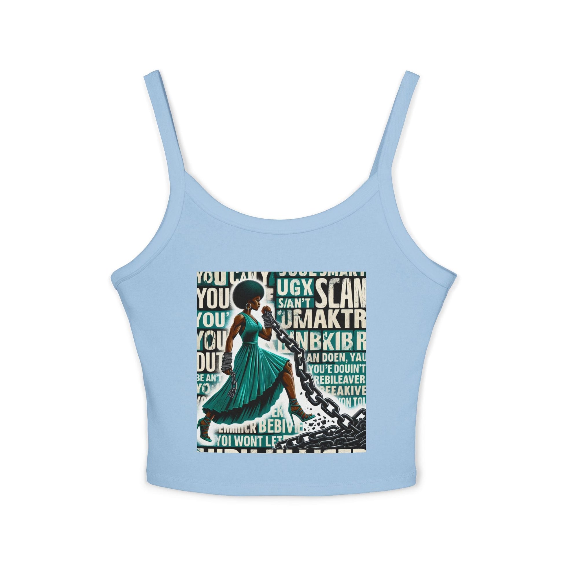 Empowered Woman Spaghetti Strap Tank Top - Inspirational Fashion for Females, Summer Tops, Gift for Her, Festival Wear, Casual Style Printify