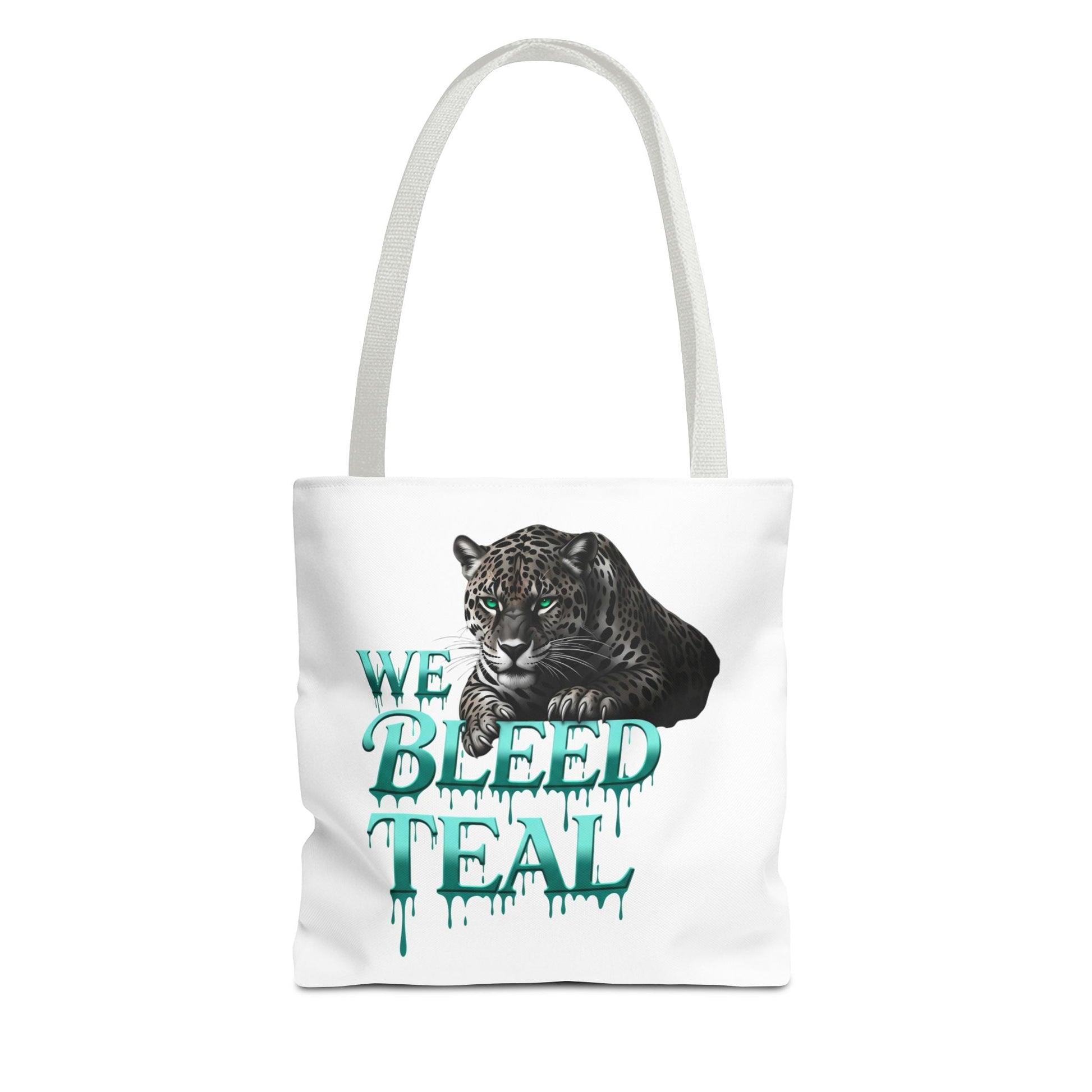 Teal Panther Tote Bag - We Bleed Teal, Animal Lover Gift, Eco-Friendly Bag, College Student Accessory, Unique Shopping Tote Printify