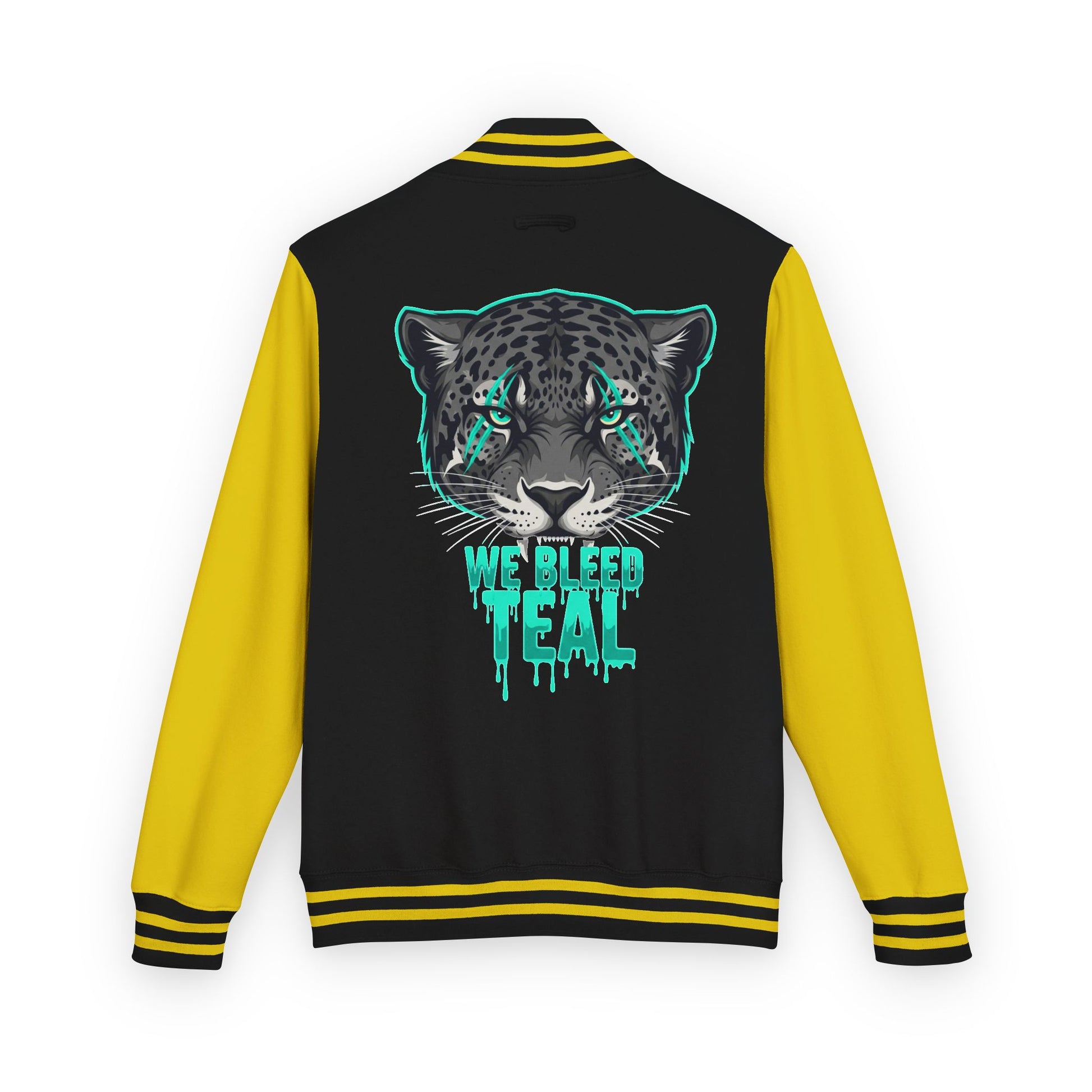 Teal Cheetah Letterman Jacket, Unisex Varsity Jacket, Stylish College Apparel, Gift for Sports Fans, Trendy Streetwear, Casual Fashion