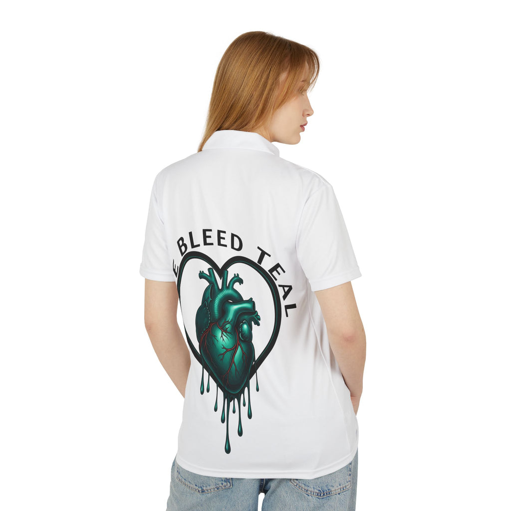 We Bleed Teal Unisex Polo Shirt, Casual Wear, Game Day Outfit, Gift for Sports Fans, Summer Attire, Team Spirit Merchandise