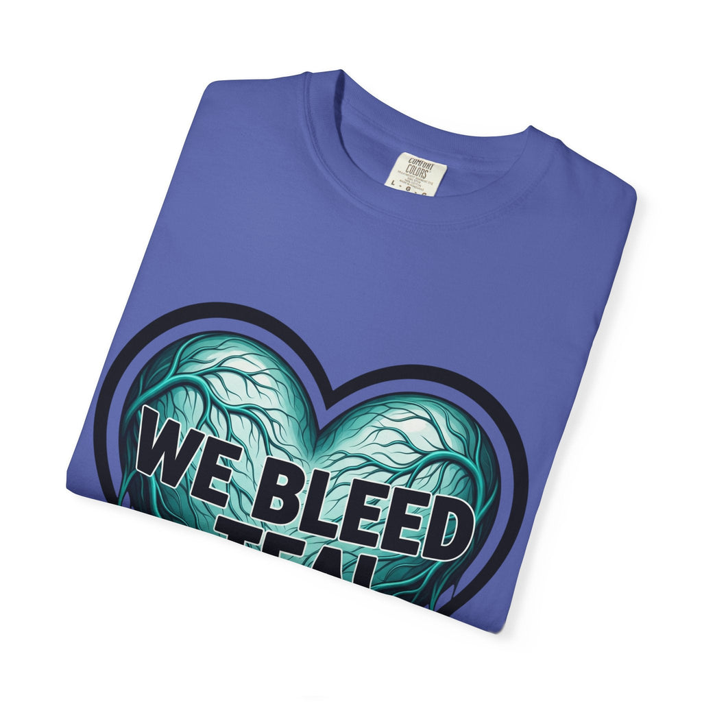 Teal Heart Awareness T-shirt, Unisex Gift for Mental Health, Eco-Friendly Tee, Bleed Teal Support, Casual Everyday Wear Printify