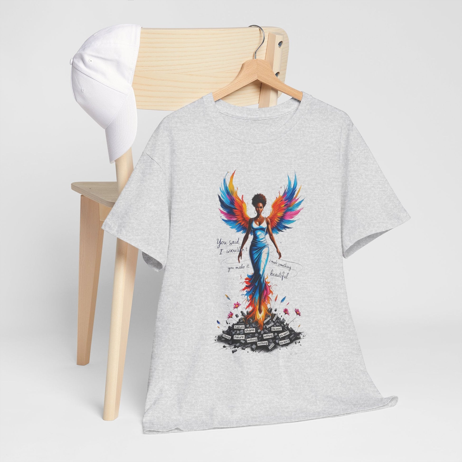 Vibrant Angelic Heavy Cotton Tee - Unisex T-Shirt, Inspirational Apparel, Casual Wear, Gift for Her, Spiritual Fashion Printify
