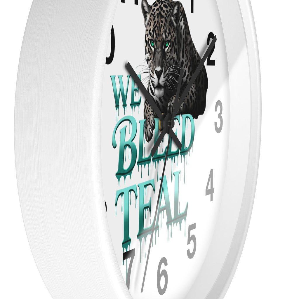 Teal Leopard Wall Clock, Unique Home Decor, Animal Lover Gift, Sports Fan Gift, Personalized Timepiece Printify