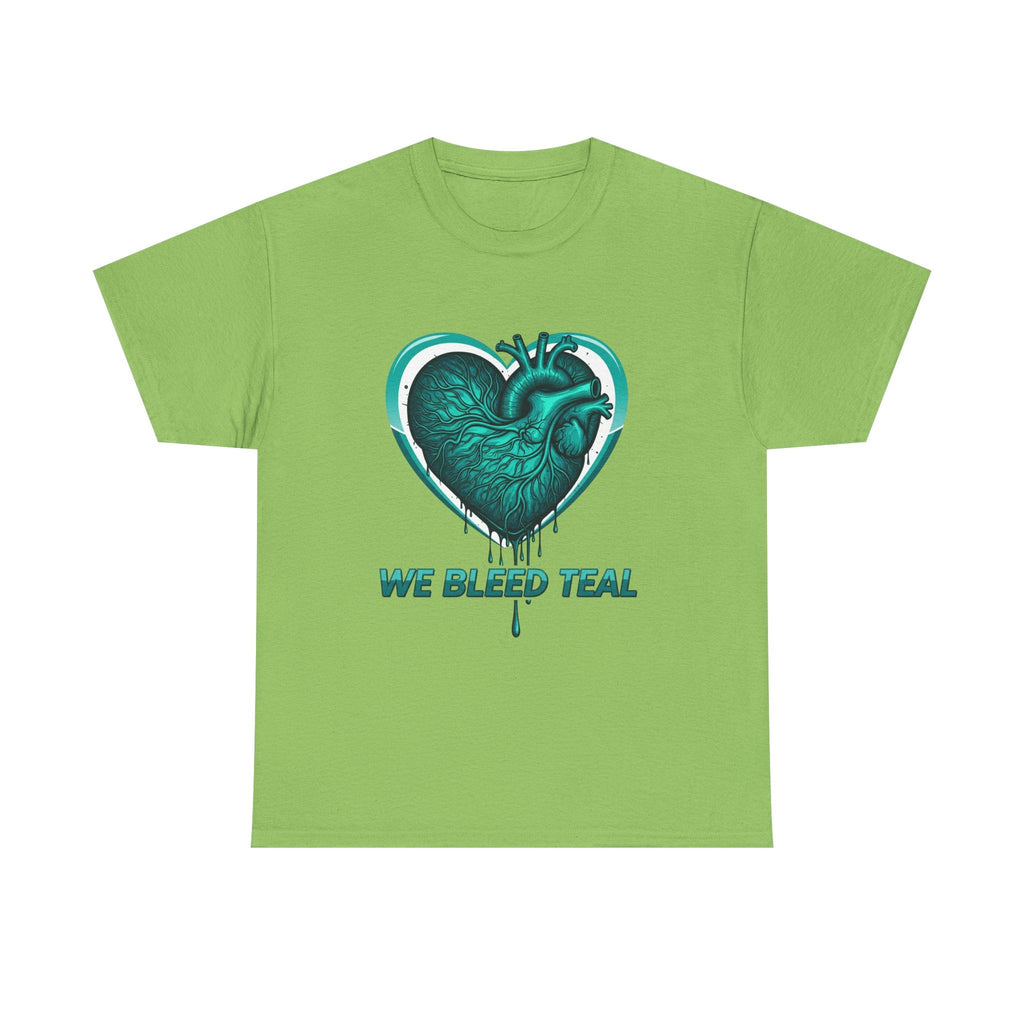Teal Heart Awareness Tee, Unisex Cotton Shirt, Supportive Gear, Medical Awareness, Gift for Loved Ones, Casual Wear Printify