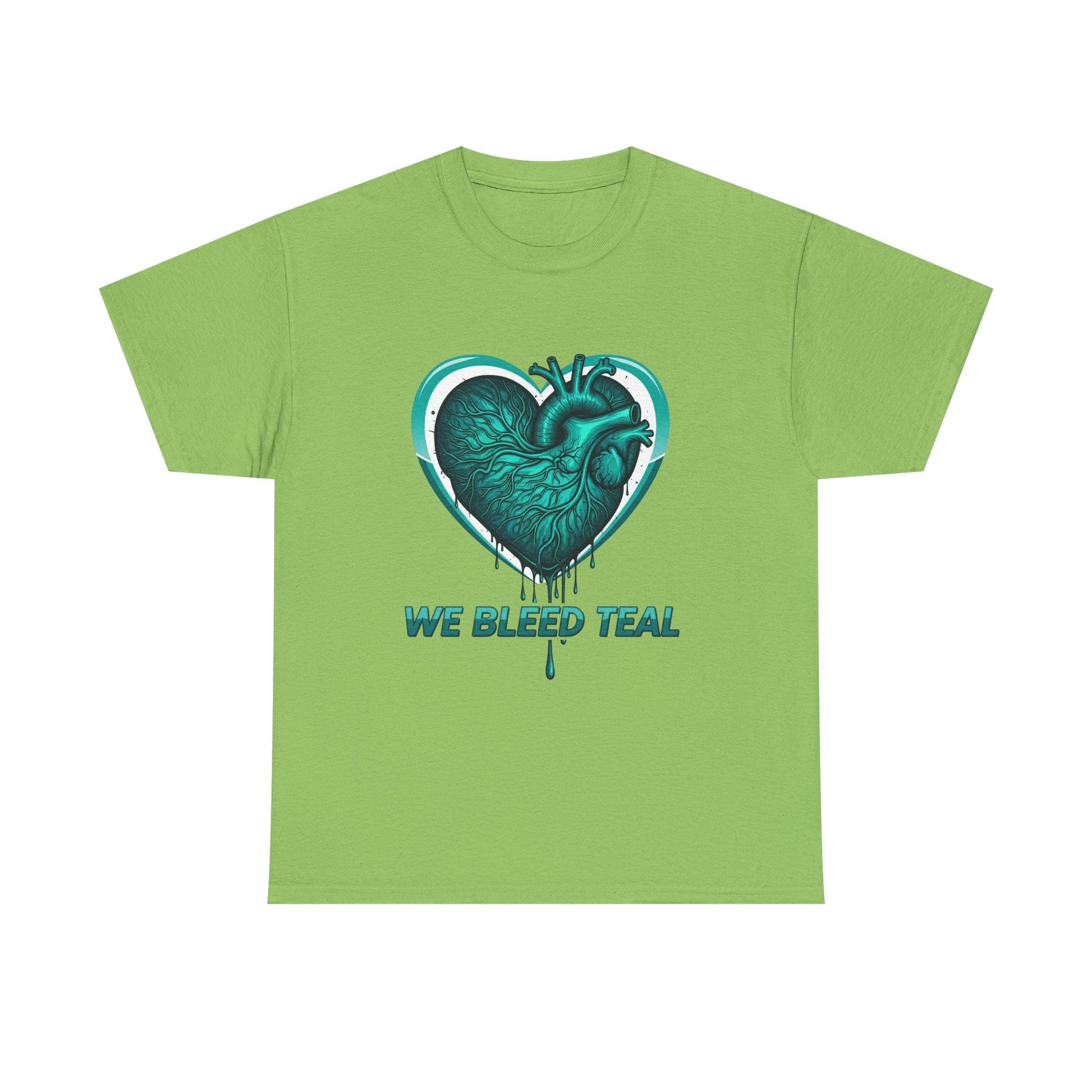 Teal Heart Awareness Tee, Unisex Cotton Shirt, Supportive Gear, Medical Awareness, Gift for Loved Ones, Casual Wear Printify
