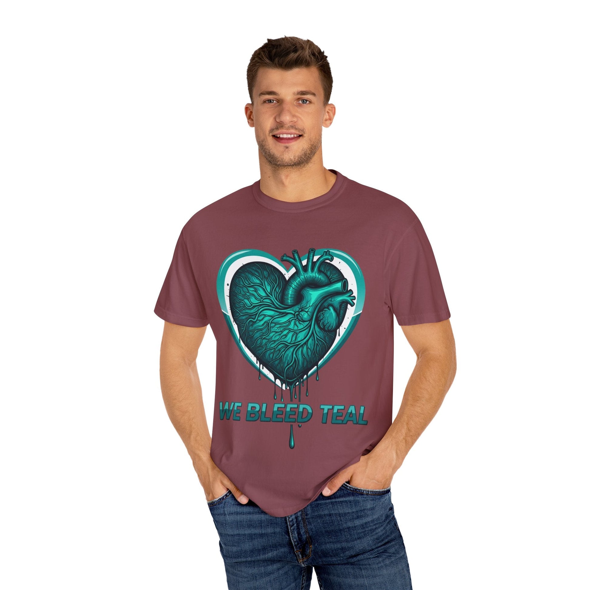 Teal Heart T-Shirt, Unisex Casual Shirt, Heart Health Awareness Tee, Gift for Men & Women, Comfortable Everyday Wear, We Bleed Teal Printify