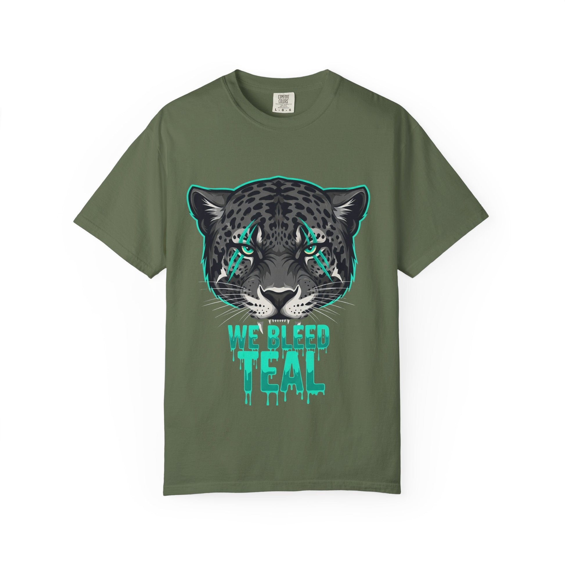Teal Panther Unisex T-Shirt, Casual Graphic Tee, Animal Lover Gift, Unique Style, Eco-Friendly Apparel Printify