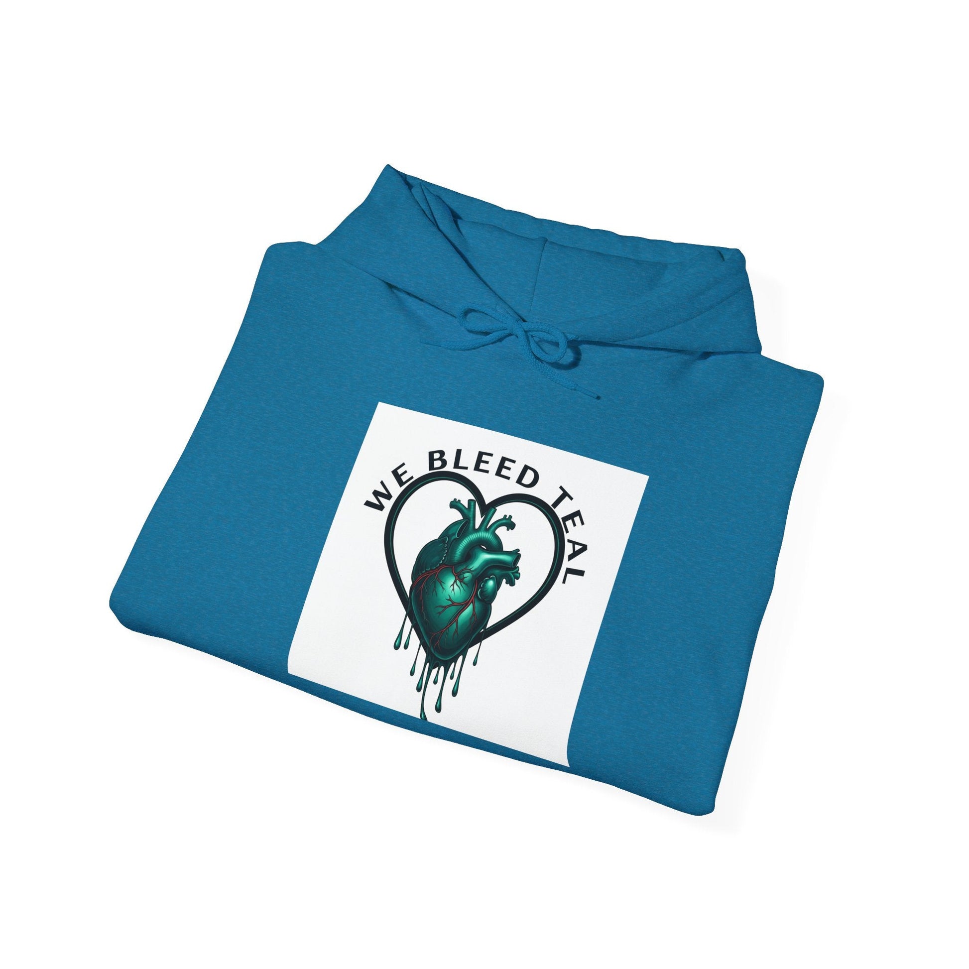 Teal Heart Drip Hoodie - Unisex Sweatshirt, Casual Wear, Gift for Her, Unique Style, Fall Fashion, Cozy Outfit Printify