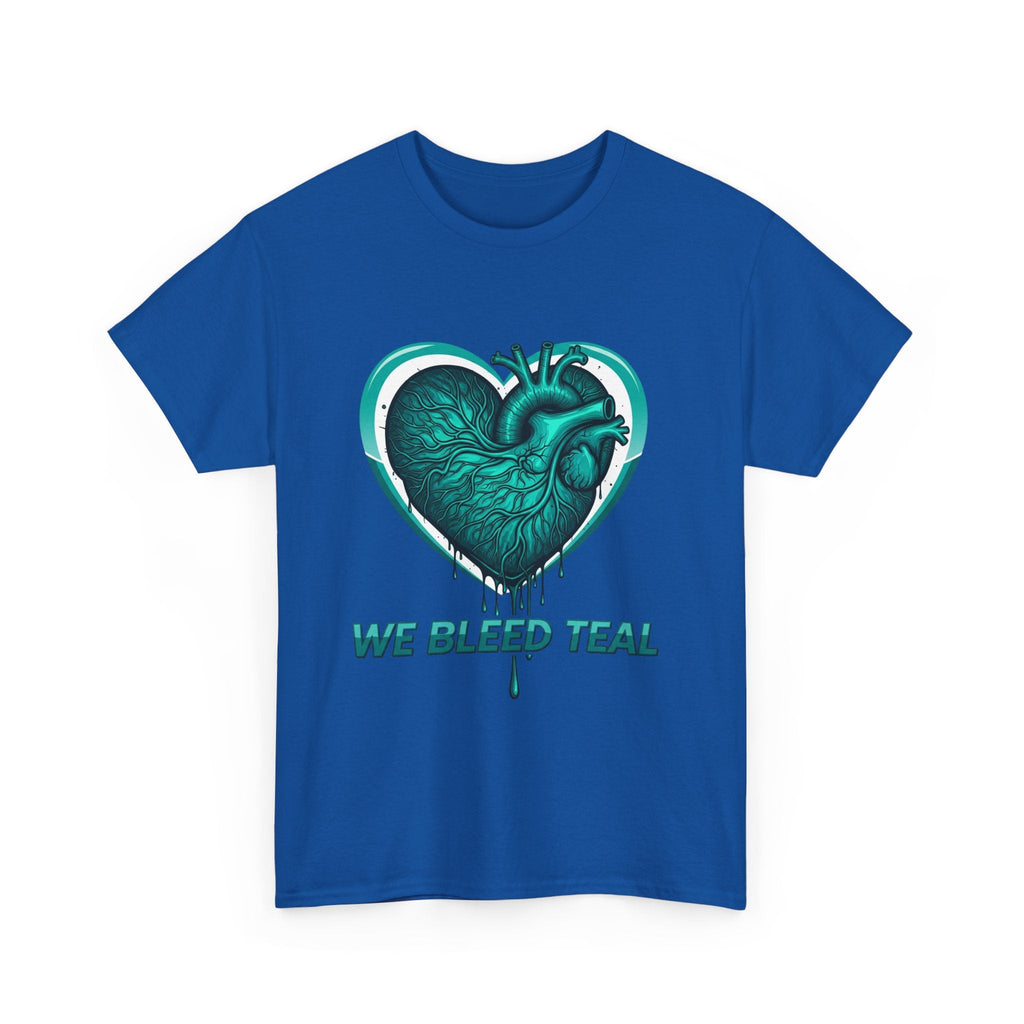 Teal Heart Awareness Tee, Unisex Cotton Shirt, Supportive Gear, Medical Awareness, Gift for Loved Ones, Casual Wear Printify