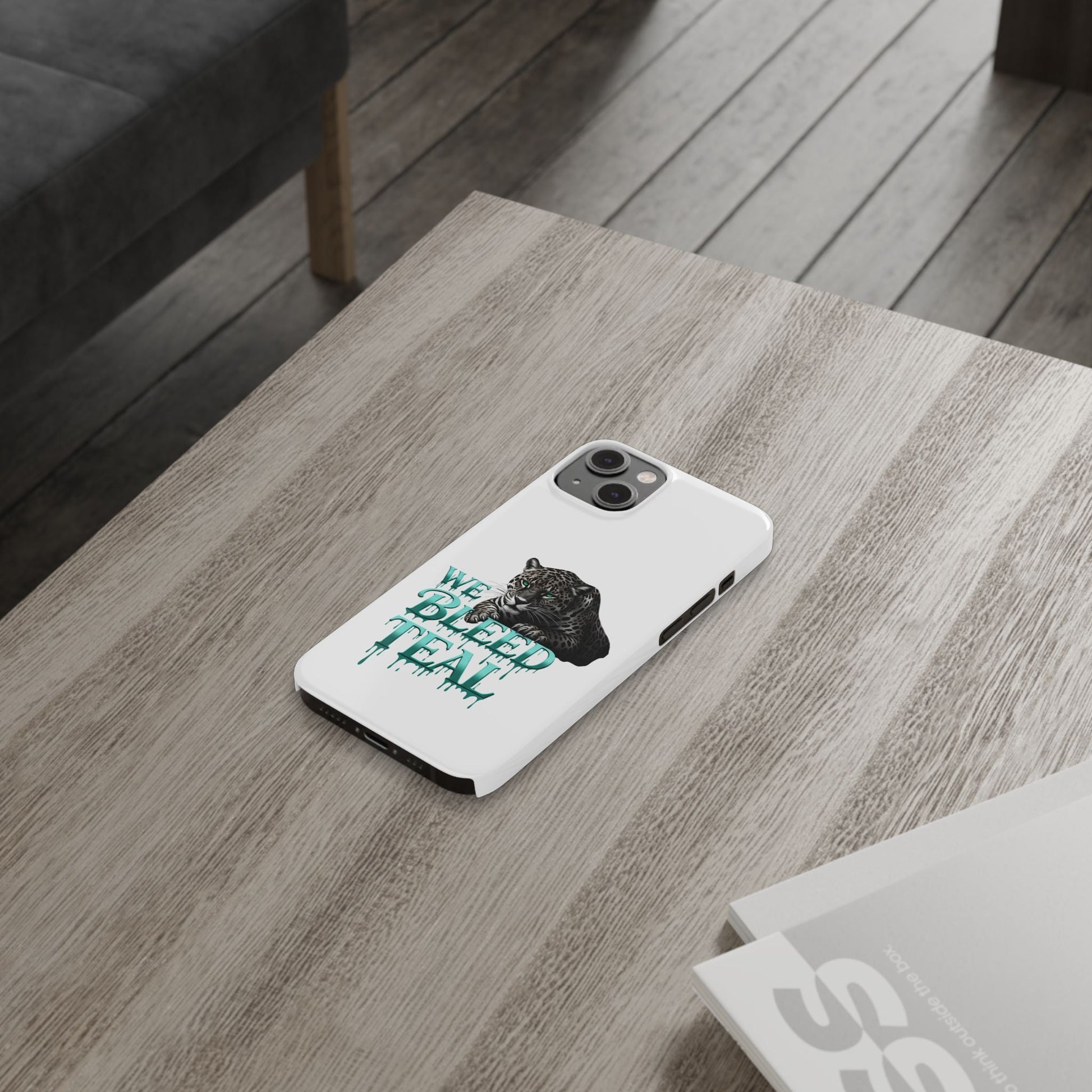 Teal Panther Slim Phone Case - Bold Animal Design, Unique Gift for Wildlife Lovers, Stylish Phone Accessory, Modern Aesthetic, Trendy [...] Printify