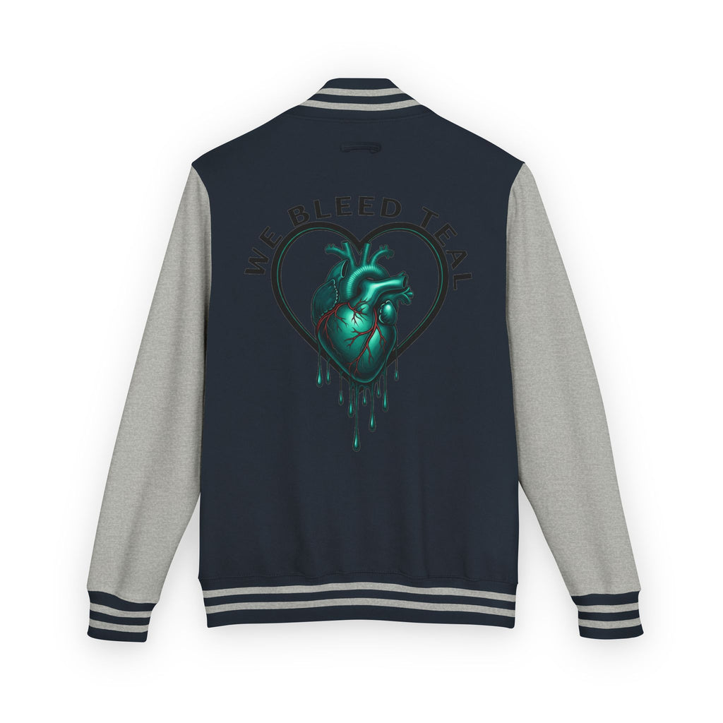 Unisex Heavyweight Letterman Jacket with We Bleed Teal Design | Comfort Wear for Game Day, Sports Events, Nostalgia Rides, [...]