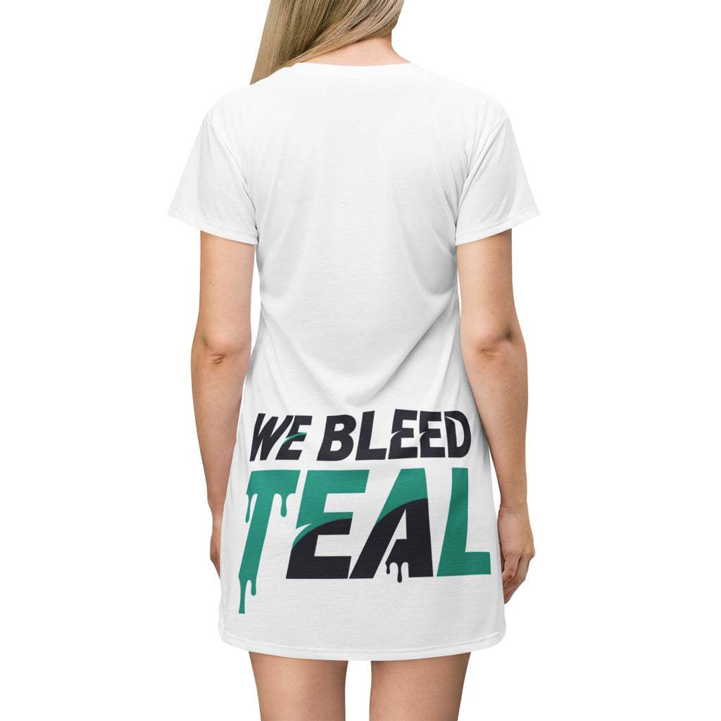Teal Spirit T-Shirt Dress - Fun Casual Wear, Game Day Outfit, Unique Gift for Fans, Summer Wardrobe Essential, Sports League Apparel