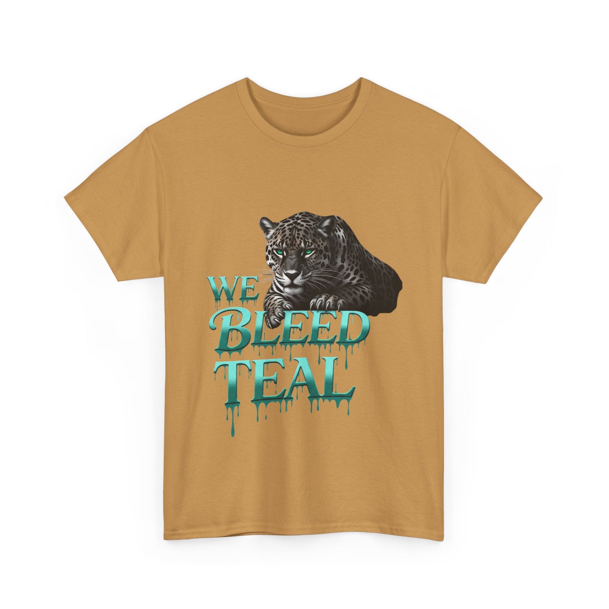 Teal Bleeding Cat Tee: Unisex Heavy Cotton Shirt, Pet Lover Gift, Casual Wear, Animal Lover Apparel, Unique Graphic Tee Printify