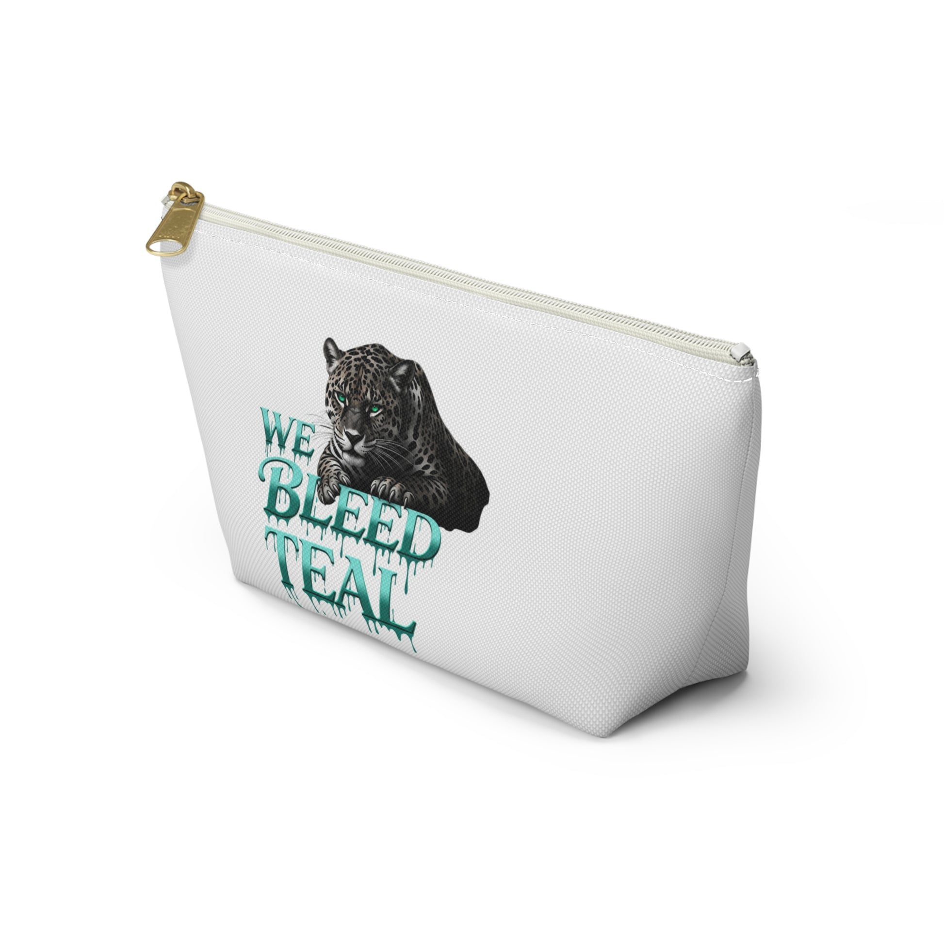 Teal Panther Accessory Pouch - We Bleed Teal Makeup Bag, Cosmetic Case, Travel Pouch, Gift for Her, School Supplies