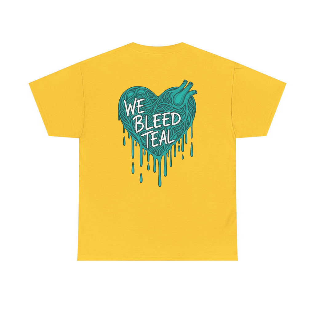 Teal Heart Tee - Unisex Heavy Cotton T-Shirt, Gift for Sports Fans, Casual Wear, Team Spirit Apparel, Soft Cotton Tee, Everyday Comfort Printify