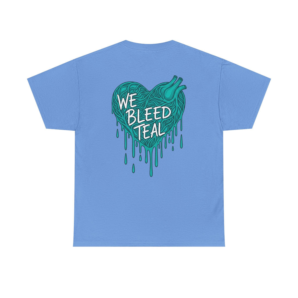 Teal Heart Tee - Unisex Heavy Cotton T-Shirt, Gift for Sports Fans, Casual Wear, Team Spirit Apparel, Soft Cotton Tee, Everyday Comfort Printify
