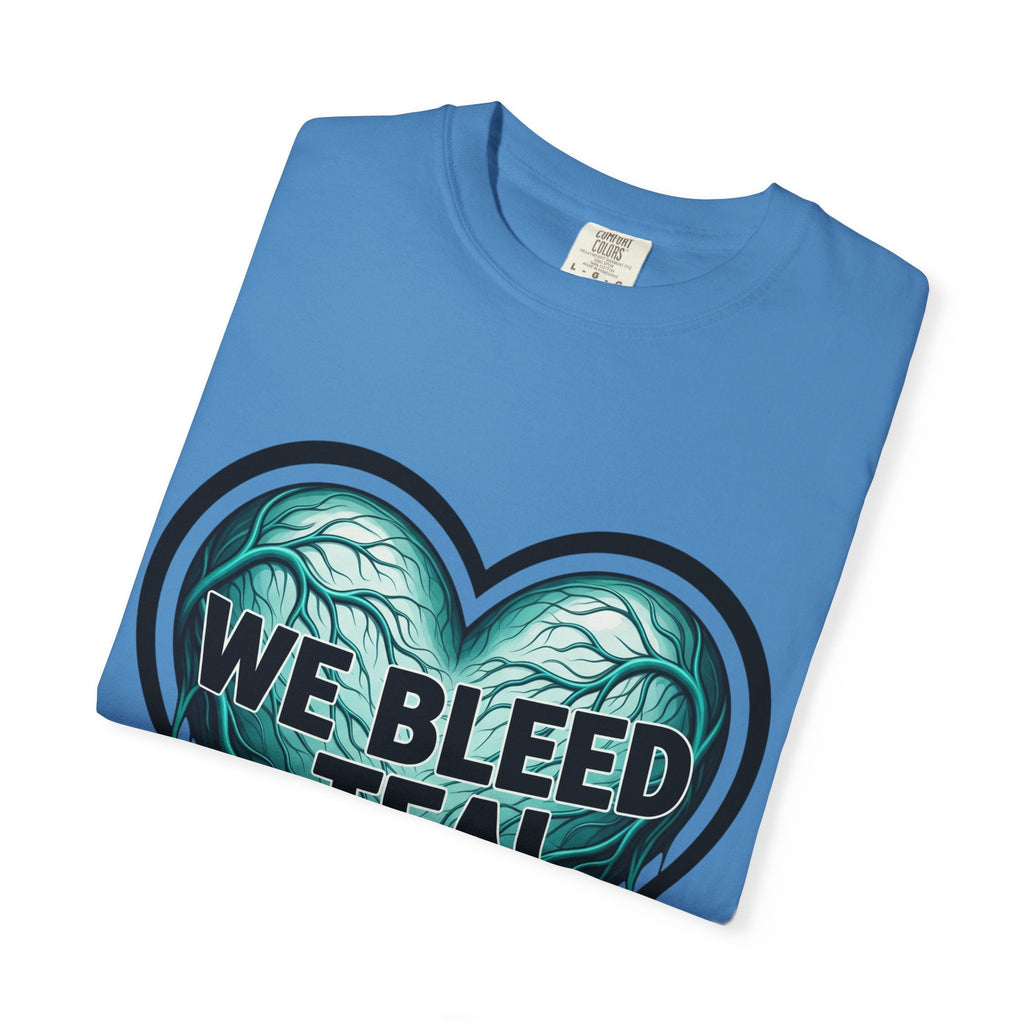 Teal Heart Awareness T-shirt, Unisex Gift for Mental Health, Eco-Friendly Tee, Bleed Teal Support, Casual Everyday Wear Printify