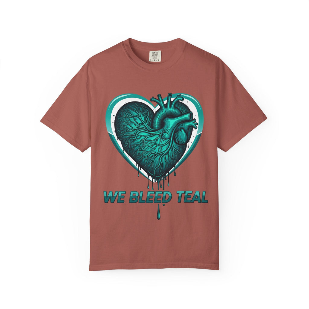 Teal Heart T-Shirt, Unisex Casual Shirt, Heart Health Awareness Tee, Gift for Men & Women, Comfortable Everyday Wear, We Bleed Teal Printify