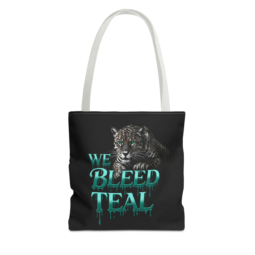 Stylish AOP Tote Bag - We Bleed Teal, Eco-Friendly Shopping Bag, Trendy Canvas Tote, Unique Gift, Perfect for Sports Fans, Everyday Use Printify