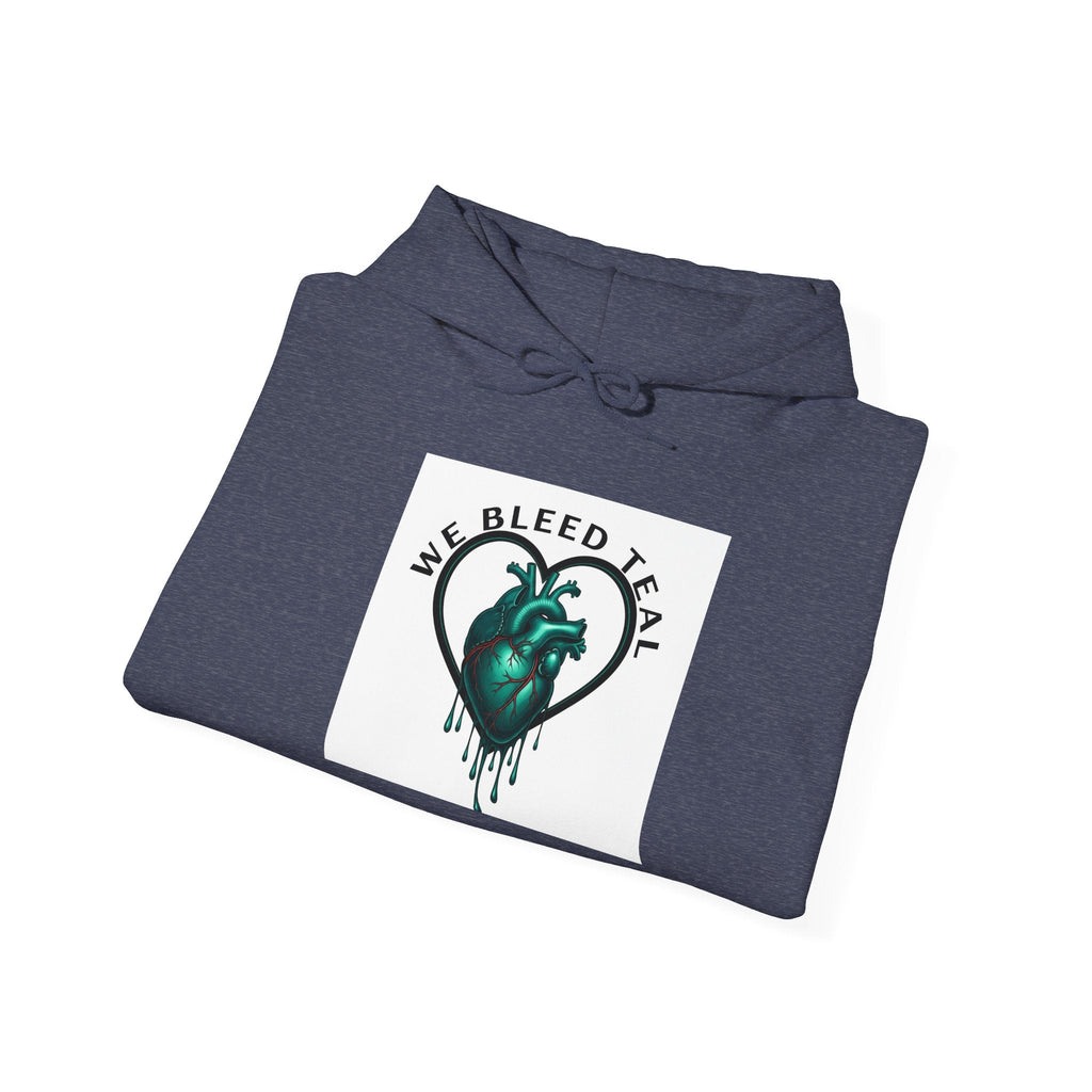 Teal Heart Drip Hoodie - Unisex Sweatshirt, Casual Wear, Gift for Her, Unique Style, Fall Fashion, Cozy Outfit Printify