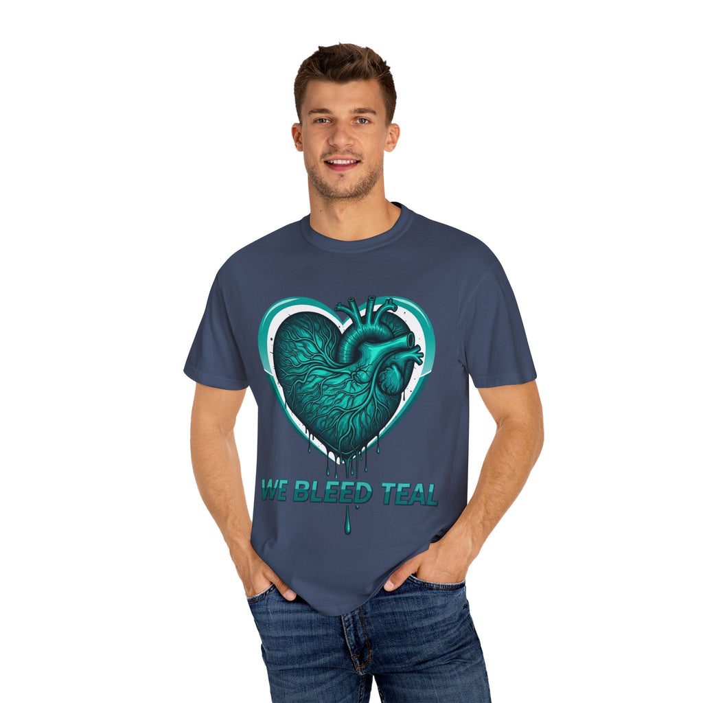 Teal Heart T-Shirt, Unisex Casual Shirt, Heart Health Awareness Tee, Gift for Men & Women, Comfortable Everyday Wear, We Bleed Teal Printify