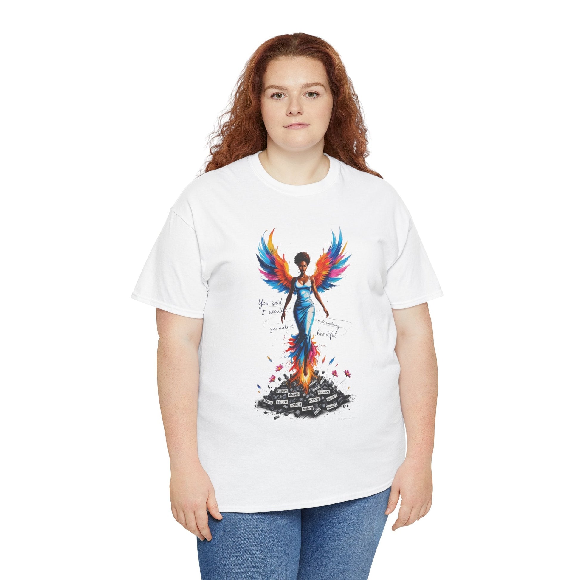 Vibrant Angelic Heavy Cotton Tee - Unisex T-Shirt, Inspirational Apparel, Casual Wear, Gift for Her, Spiritual Fashion Printify