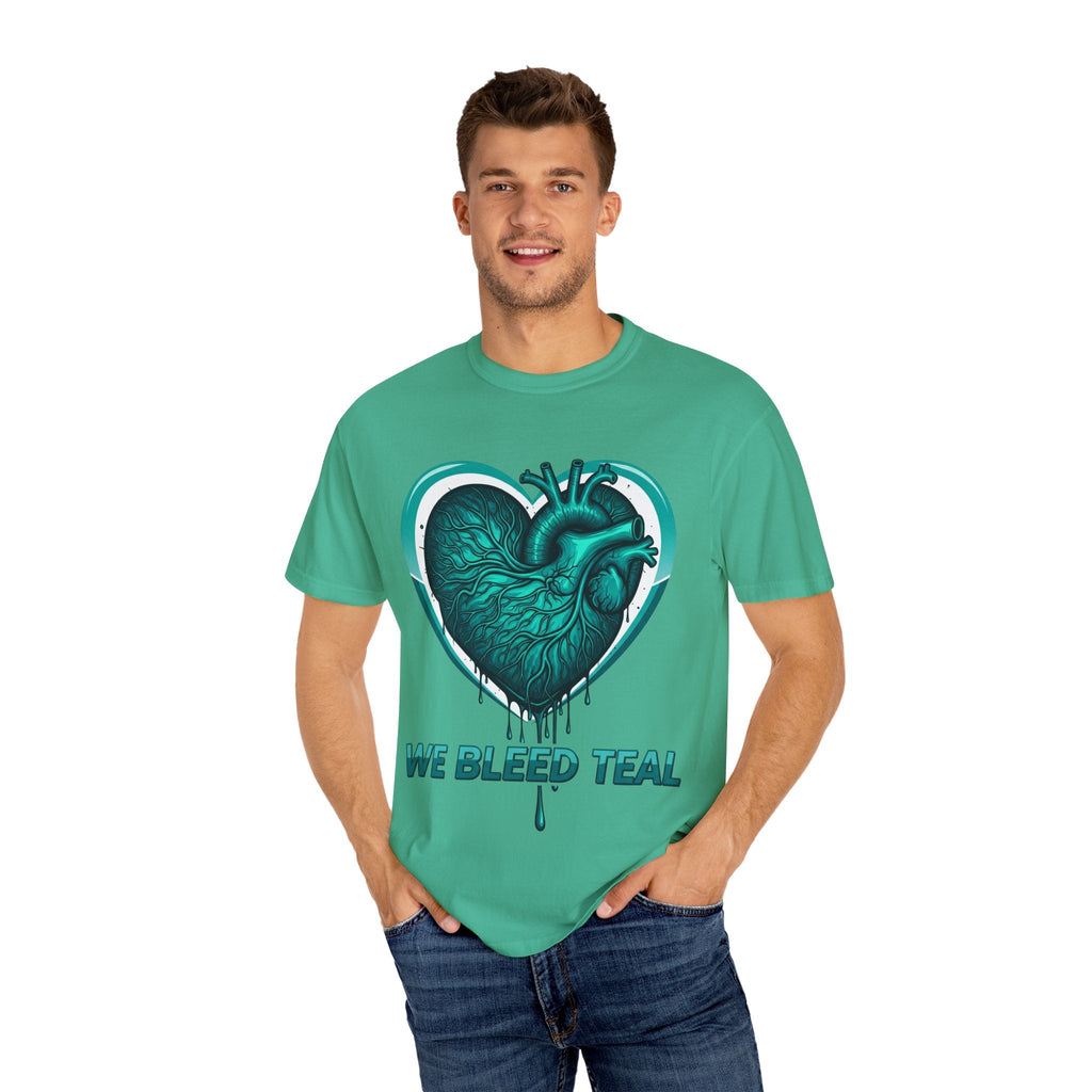 Teal Heart T-Shirt, Unisex Casual Shirt, Heart Health Awareness Tee, Gift for Men & Women, Comfortable Everyday Wear, We Bleed Teal Printify