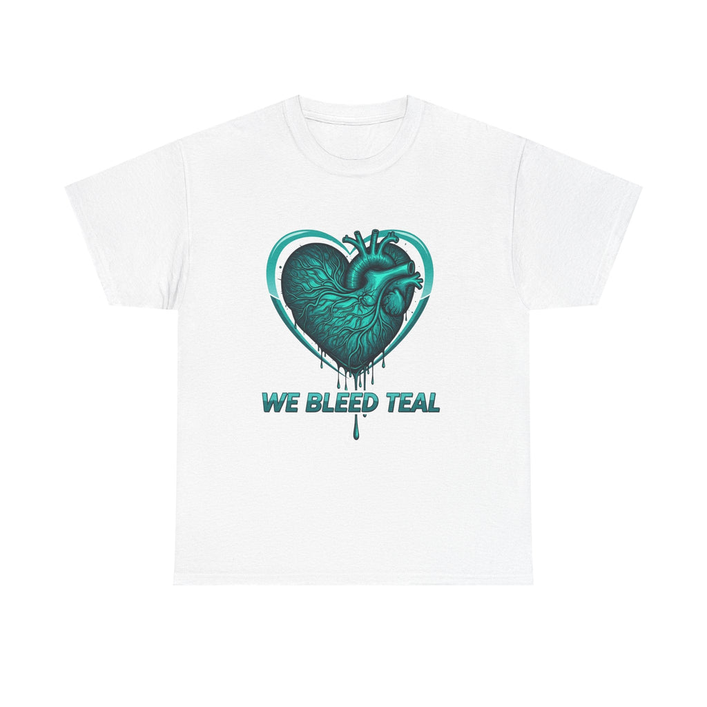 Teal Heart Awareness Tee, Unisex Cotton Shirt, Supportive Gear, Medical Awareness, Gift for Loved Ones, Casual Wear Printify