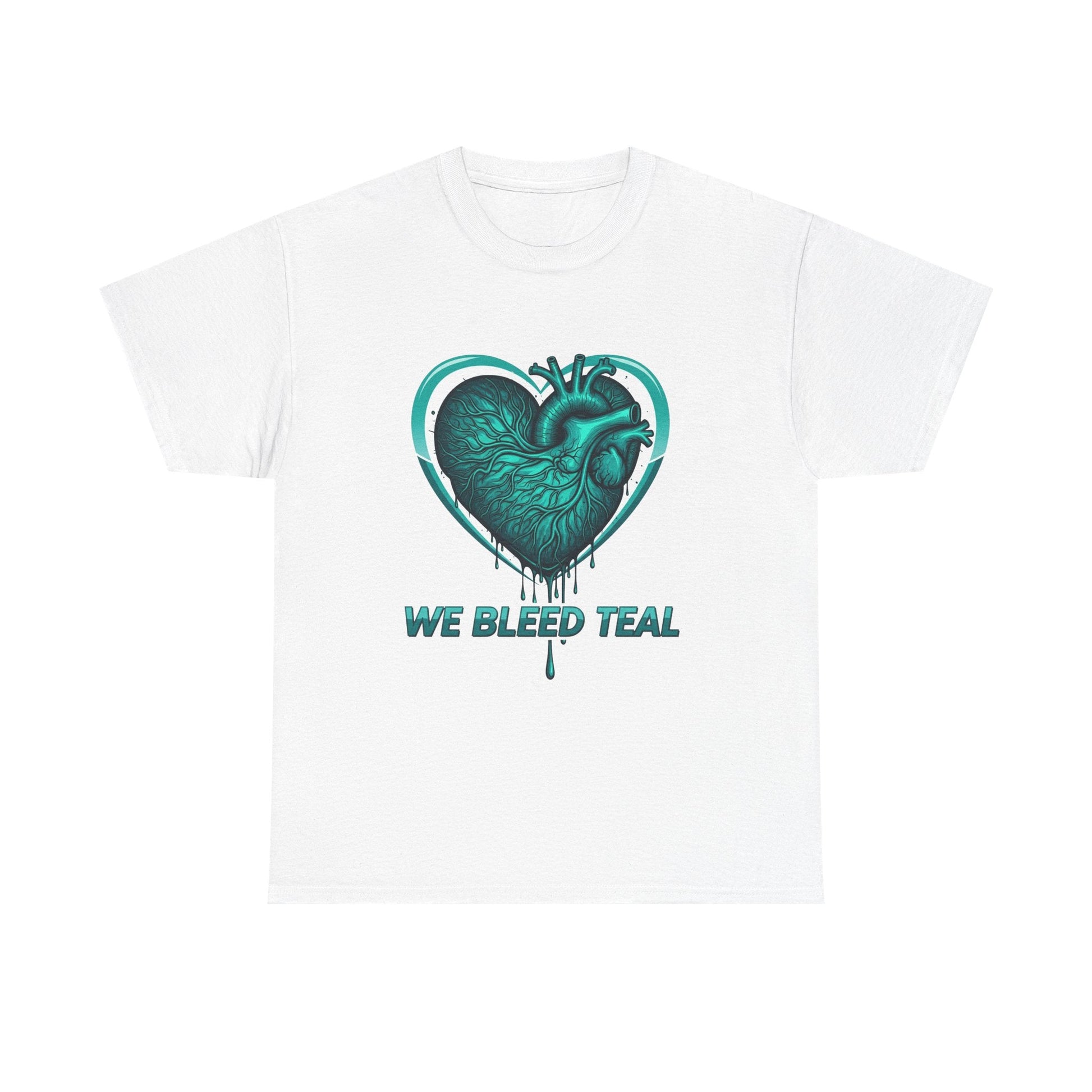 Teal Heart Awareness Tee, Unisex Cotton Shirt, Supportive Gear, Medical Awareness, Gift for Loved Ones, Casual Wear Printify
