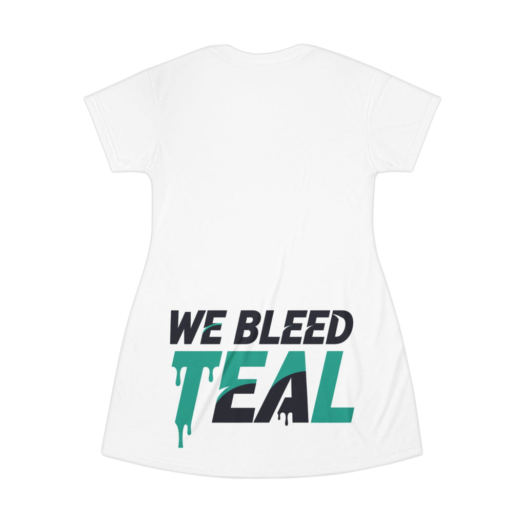 Teal Spirit T-Shirt Dress - Fun Casual Wear, Game Day Outfit, Unique Gift for Fans, Summer Wardrobe Essential, Sports League Apparel