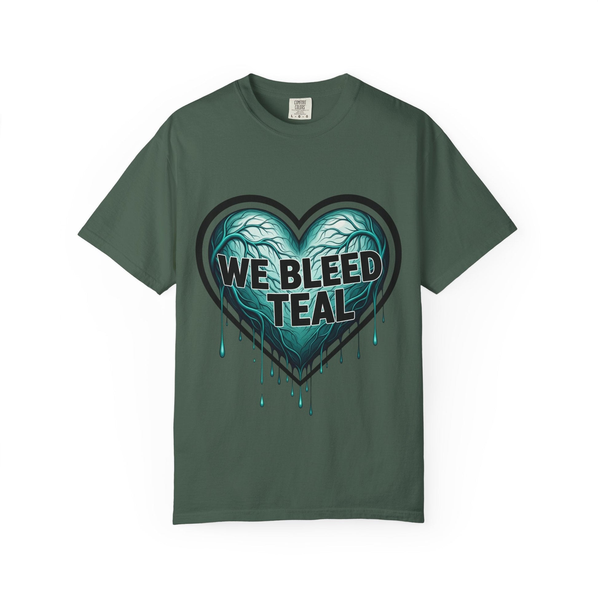 Teal Heart Awareness T-shirt, Unisex Gift for Mental Health, Eco-Friendly Tee, Bleed Teal Support, Casual Everyday Wear Printify