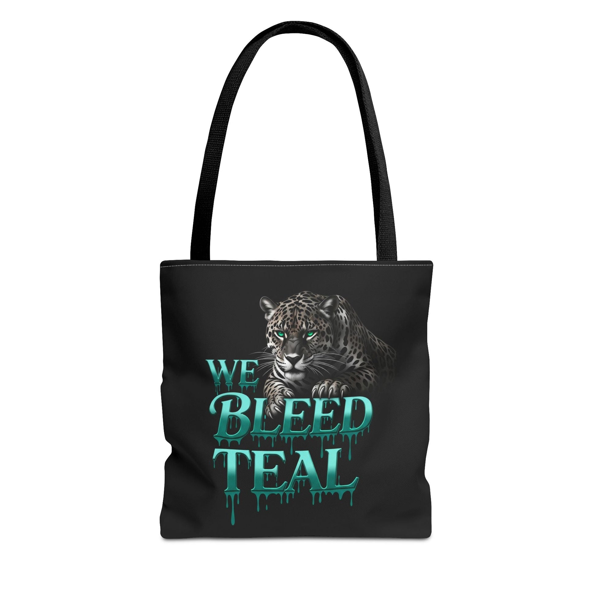 Stylish AOP Tote Bag - We Bleed Teal, Eco-Friendly Shopping Bag, Trendy Canvas Tote, Unique Gift, Perfect for Sports Fans, Everyday Use Printify