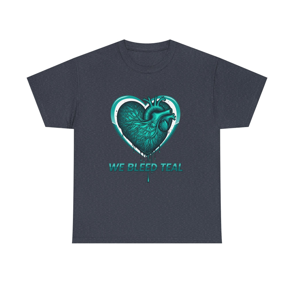 Teal Heart Awareness Tee, Unisex Cotton Shirt, Supportive Gear, Medical Awareness, Gift for Loved Ones, Casual Wear Printify