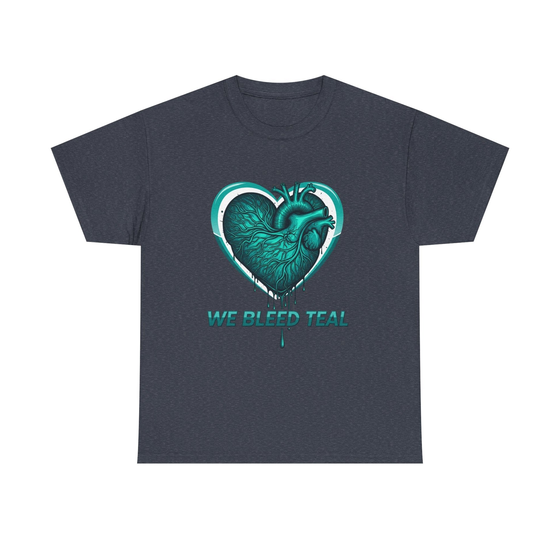 Teal Heart Awareness Tee, Unisex Cotton Shirt, Supportive Gear, Medical Awareness, Gift for Loved Ones, Casual Wear Printify