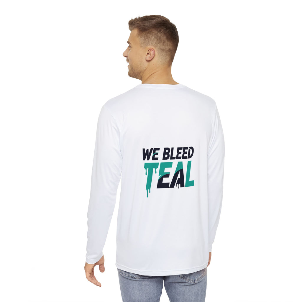 Teal Panther Long Sleeve Shirt, Unique Graphic Tee, AOP Fashion Top, Men's Casual Wear, Gift for Him, Everyday Style