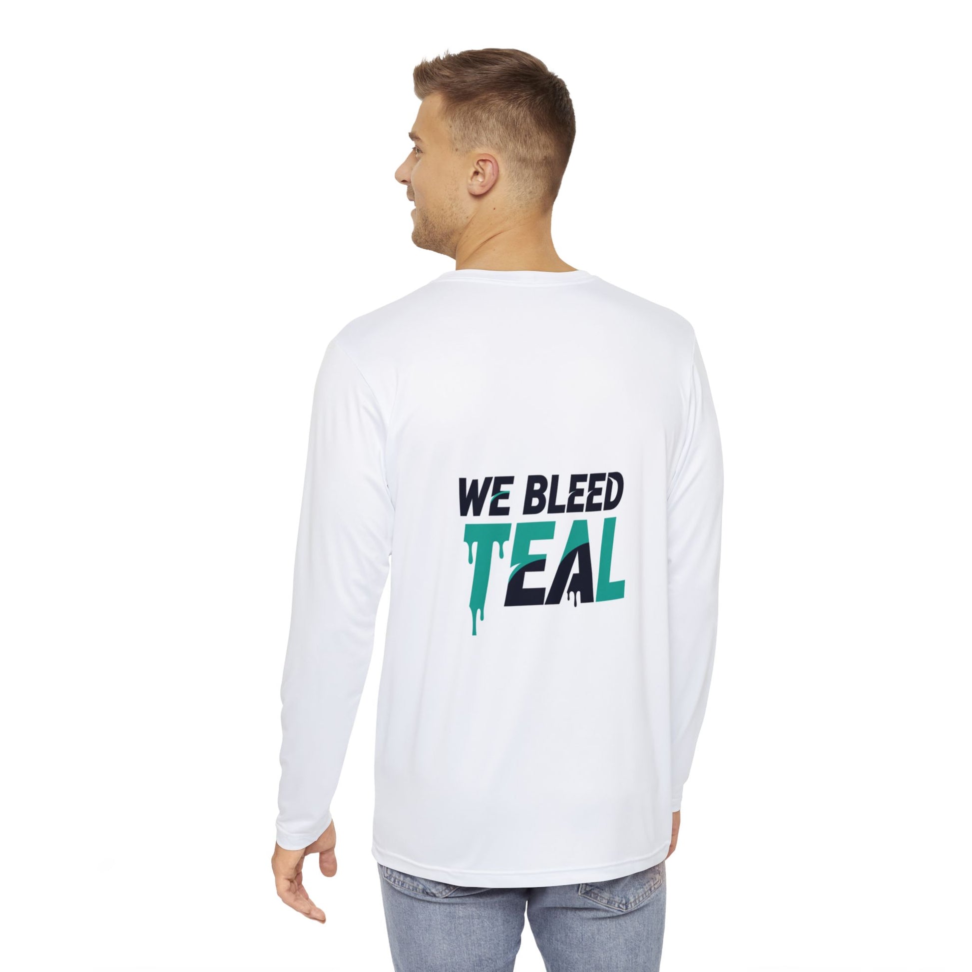 Teal Panther Long Sleeve Shirt, Unique Graphic Tee, AOP Fashion Top, Men's Casual Wear, Gift for Him, Everyday Style