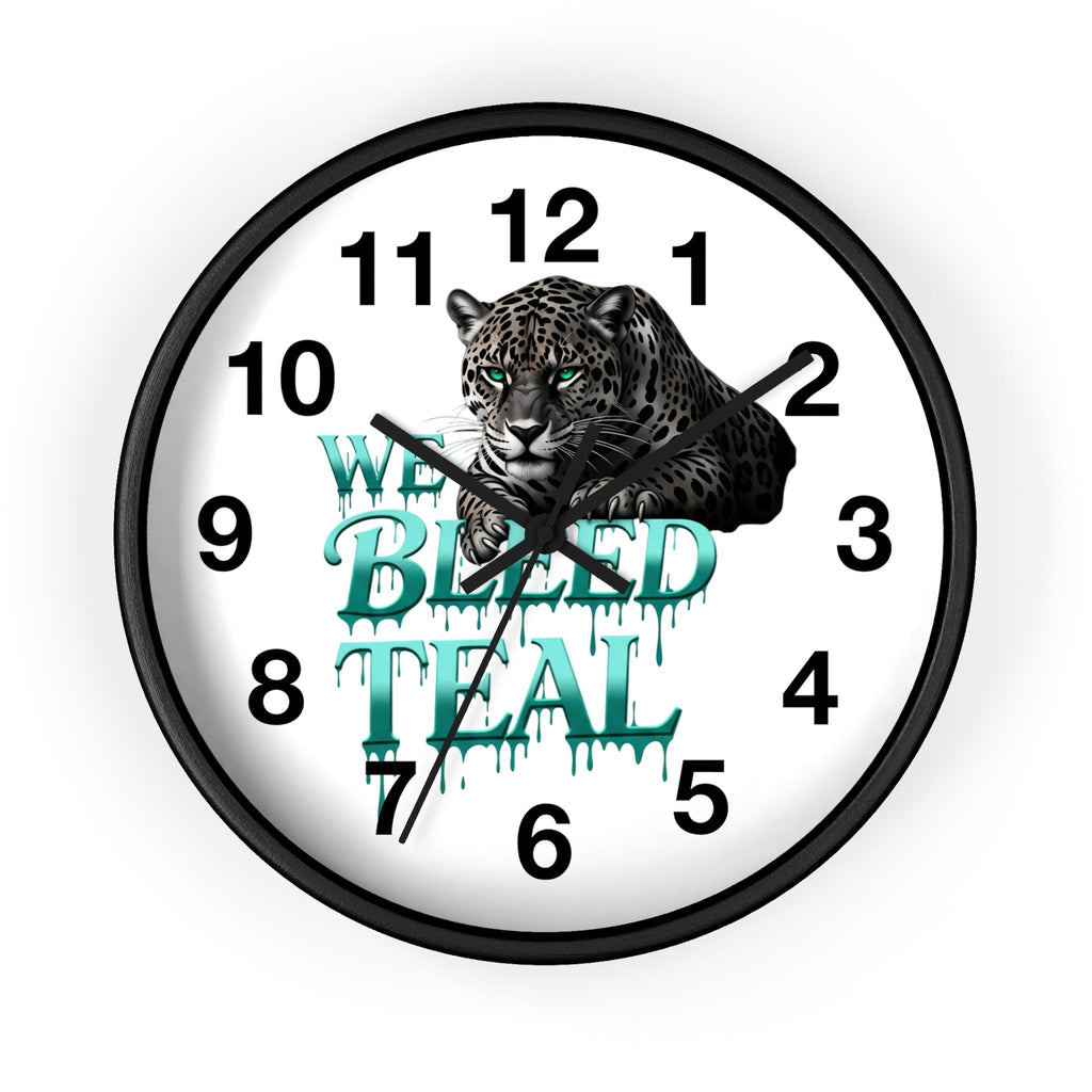 Teal Leopard Wall Clock, Unique Home Decor, Animal Lover Gift, Sports Fan Gift, Personalized Timepiece Printify