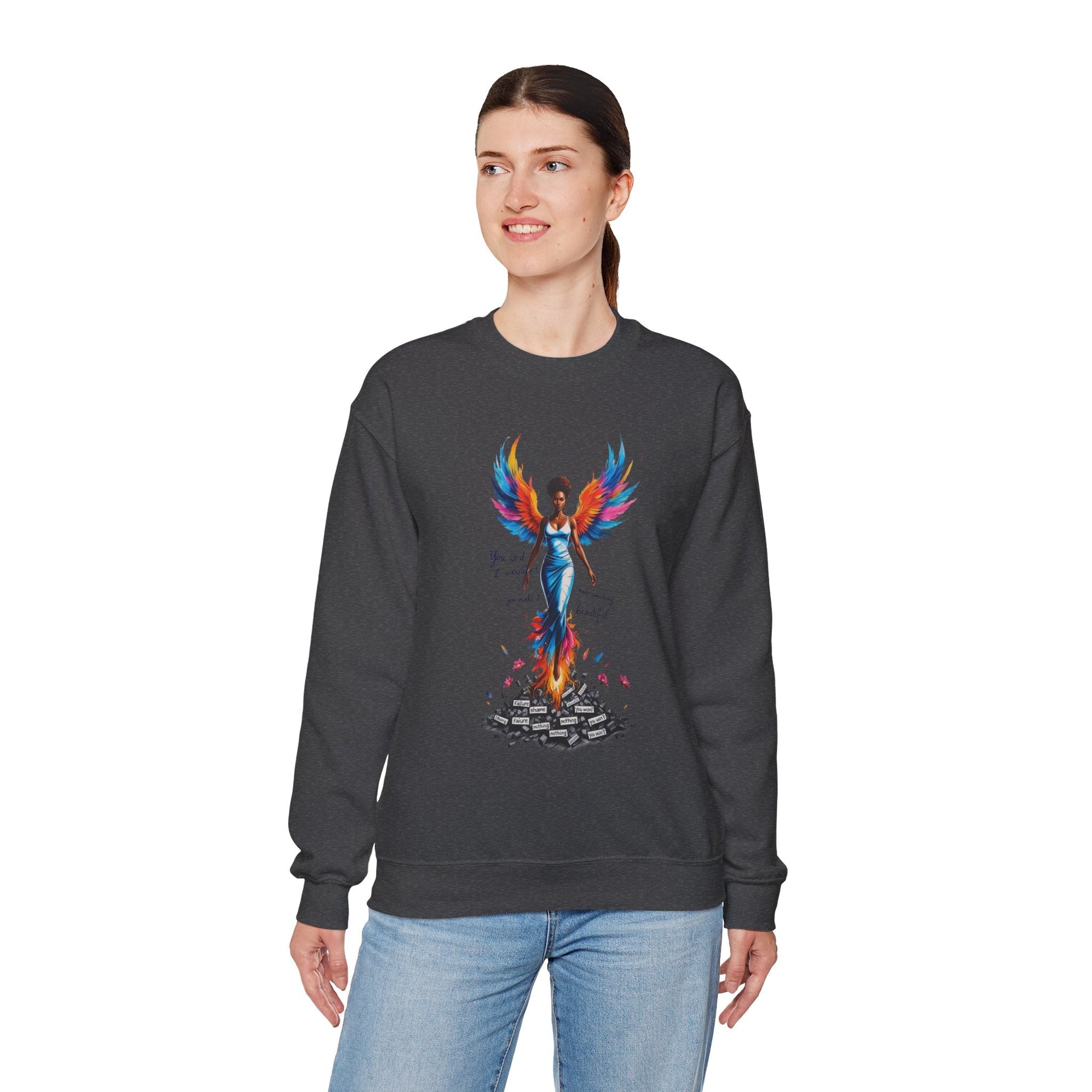 Phoenix Rising Sweatshirt - Inspirational Unisex Crewneck for Empowerment, Gift for Her, Motivational Apparel, Cozy Casual Wear, [...] Printify