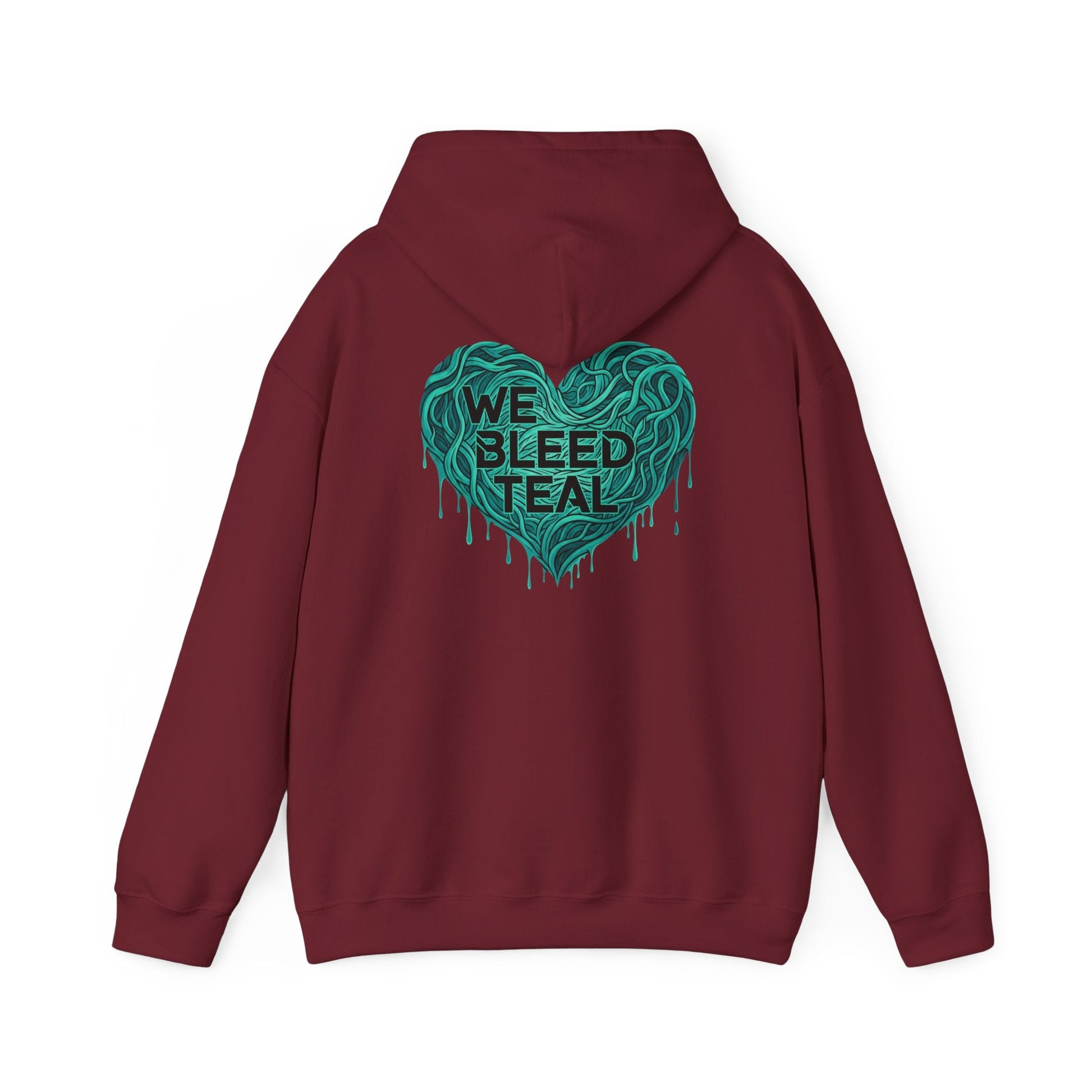 Teal Heart Hoodie, Unisex Hooded Sweatshirt, Casual Sweatshirt, Gift for Teal Lovers, Birthday Gift, Heart Sweatshirt Printify