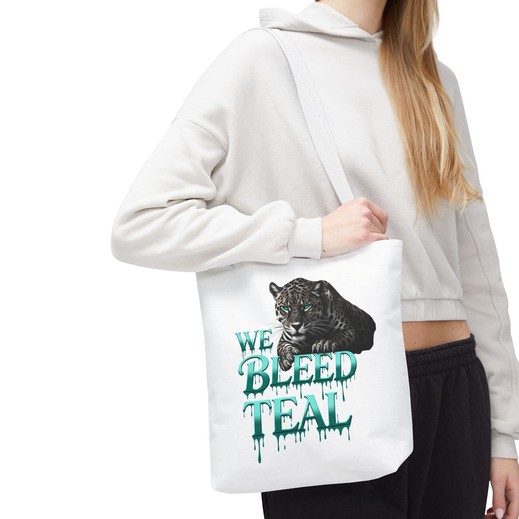 Teal Panther Tote Bag - We Bleed Teal, Animal Lover Gift, Eco-Friendly Bag, College Student Accessory, Unique Shopping Tote Printify