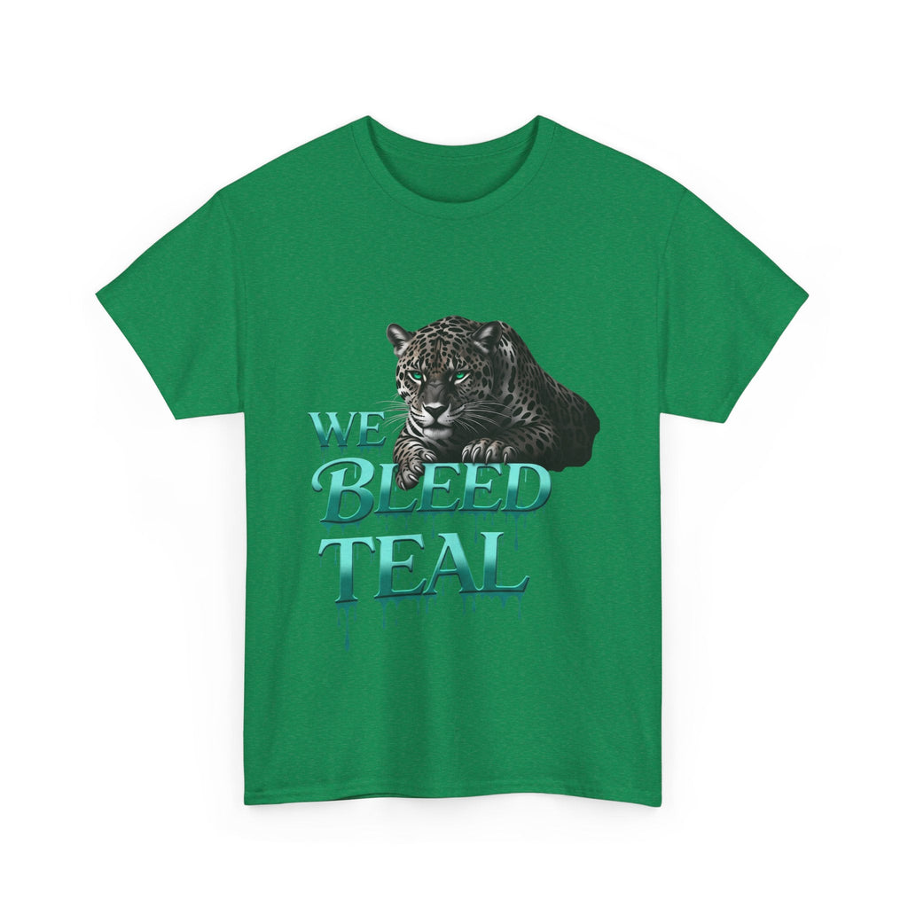 Teal Bleeding Cat Tee: Unisex Heavy Cotton Shirt, Pet Lover Gift, Casual Wear, Animal Lover Apparel, Unique Graphic Tee Printify