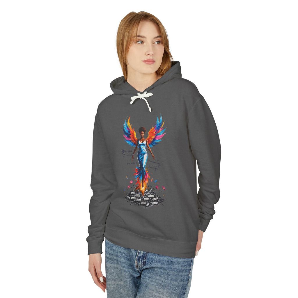 Empowering Phoenix Graphic Hoodie, Affirmation Sweatshirt for Women, Cozy Casual Wear, Unique Gift for Friends, Motivational Apparel Printify