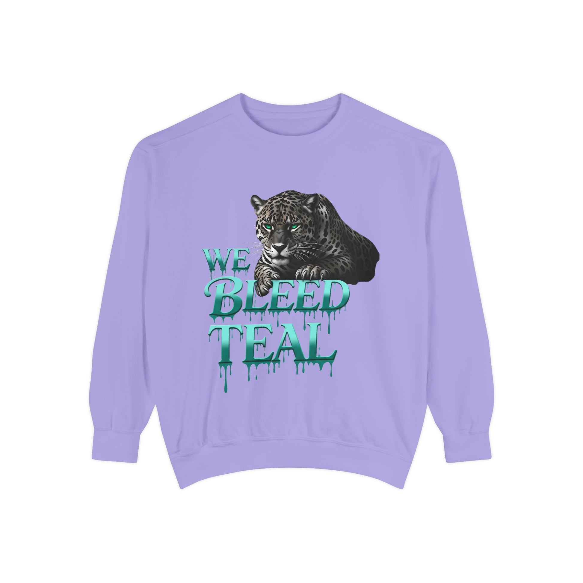 Teal Panther Sweatshirt, Cozy Unisex Sweatshirt, Trendy Fall Fashion, Perfect for Game Day, Unique Gift Idea, Casual Wear Printify