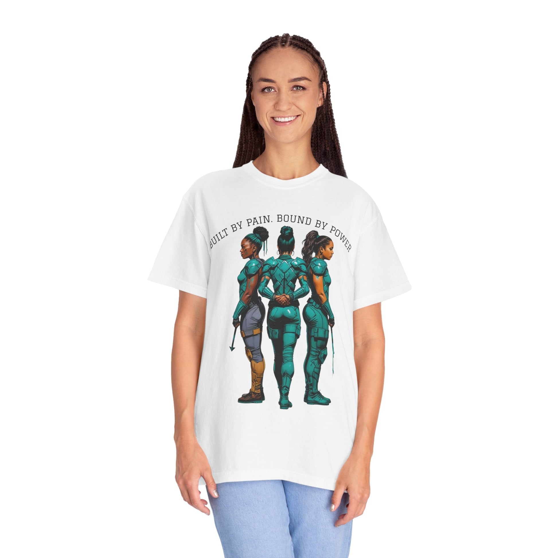 Empowerment Graphic Tee, Built by Pain Bound by Power Shirt, Unisex Motivational T-Shirt, Fitness Apparel, Unique Gift for Warriors Printify