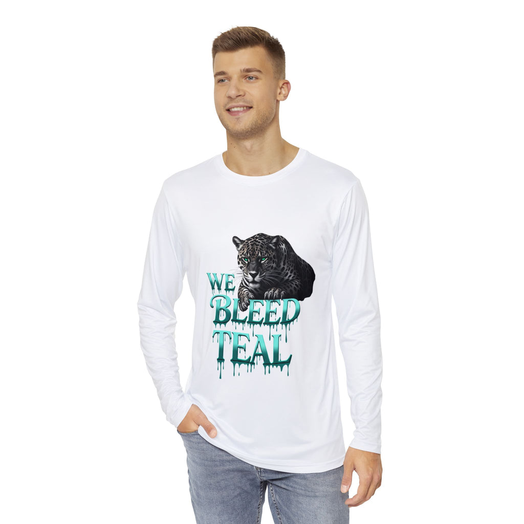 Teal Panther Long Sleeve Shirt, Unique Graphic Tee, AOP Fashion Top, Men's Casual Wear, Gift for Him, Everyday Style